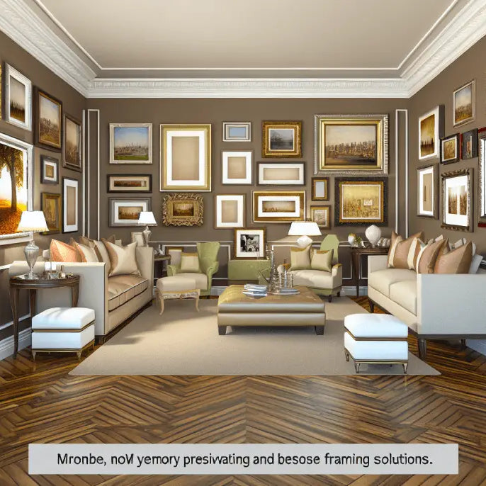 Elegantly furnished living room showcasing canvas art and stylish picture frames.