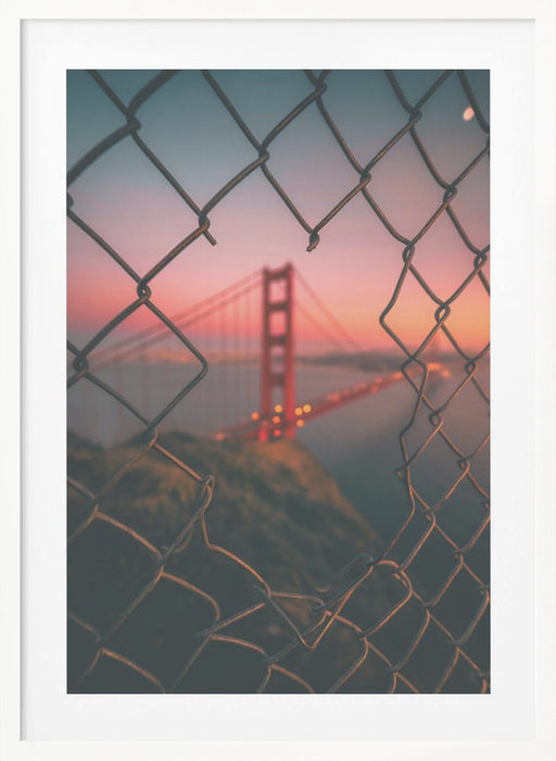 Golden Gate Caged Framed Art Modern Wall Decor