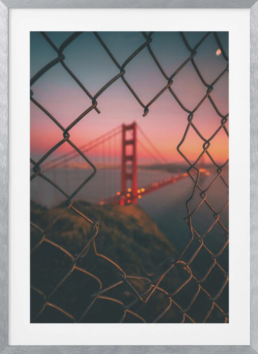 Golden Gate Caged Framed Art Modern Wall Decor