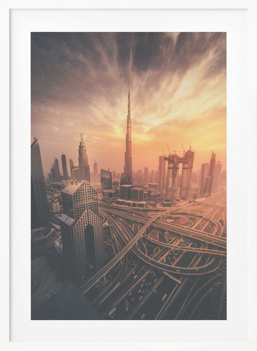 Dubai's Fiery sunset Framed Art Modern Wall Decor