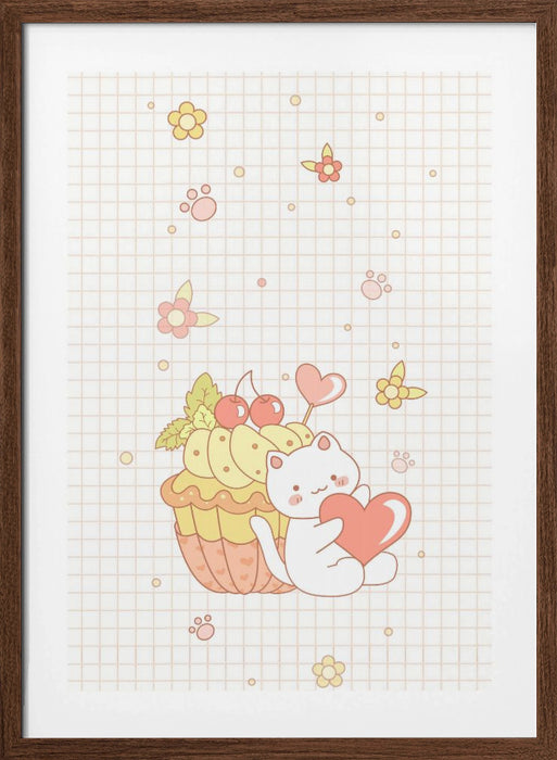 Cat And Cake Framed Art Wall Decor