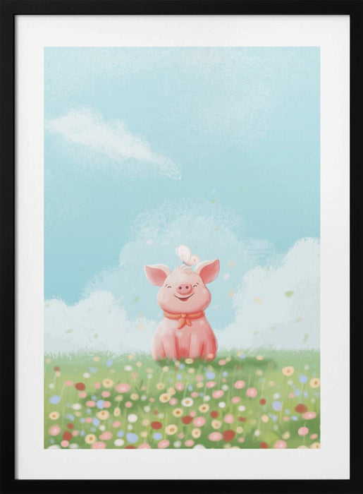 Cute Pig Framed Art Modern Wall Decor