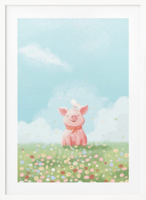 Cute Pig Framed Art Modern Wall Decor