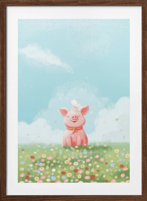 Cute Pig Framed Art Modern Wall Decor