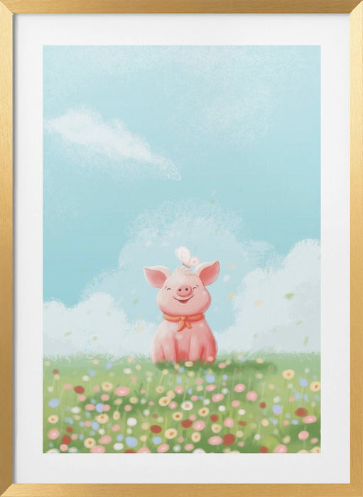 Cute Pig Framed Art Modern Wall Decor