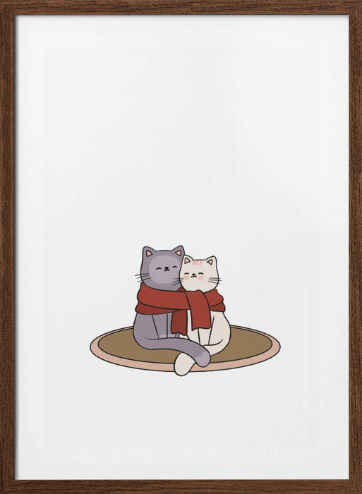 Cute Cat Couple Framed Art Modern Wall Decor