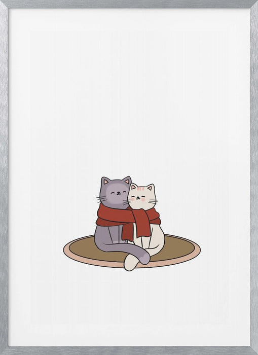 Cute Cat Couple Framed Art Modern Wall Decor