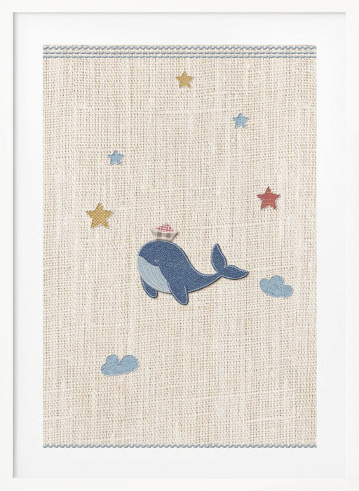 Cute Whale Framed Art Modern Wall Decor