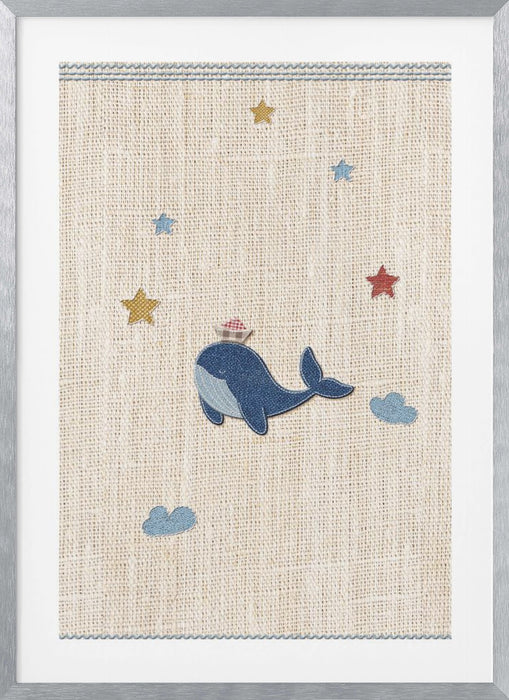 Cute Whale Framed Art Modern Wall Decor