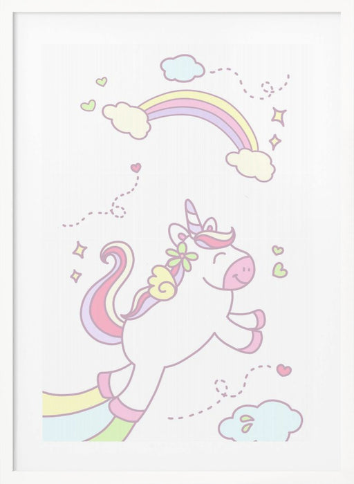 Unicorn and Baby girl Framed Art Modern Wall Decor