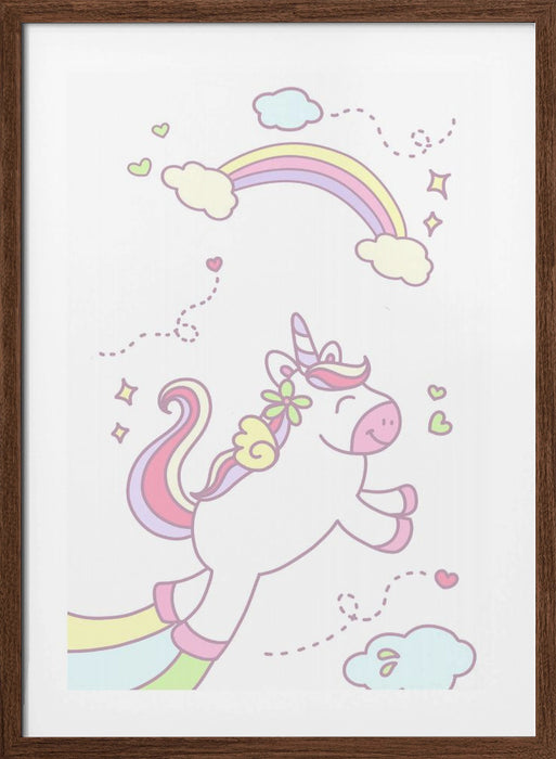 Unicorn and Baby girl Framed Art Modern Wall Decor