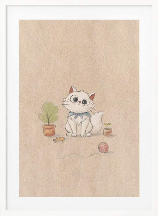 Kawaii Cat Framed Art Modern Wall Decor