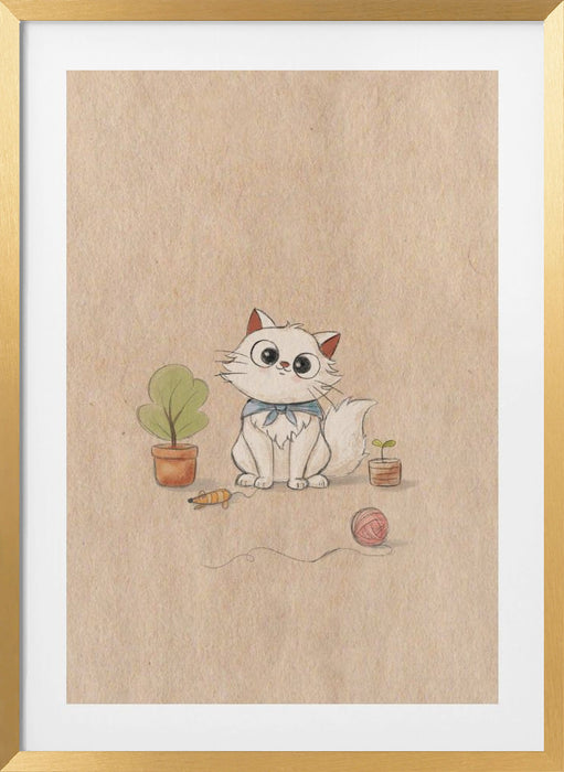 Kawaii Cat Framed Art Modern Wall Decor