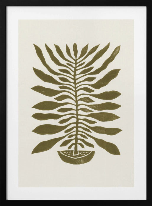 ne Hundred-Leaved Plant #22 / Lino Print Framed Art Modern Wall Decor