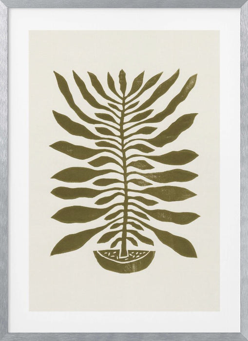 ne Hundred-Leaved Plant #22 / Lino Print Framed Art Modern Wall Decor