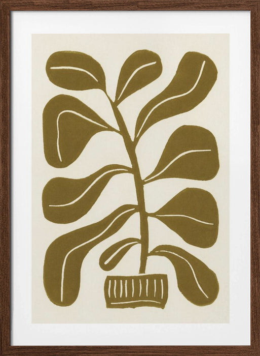 Linocut Houseplant #2 Framed Art Modern Wall Decor