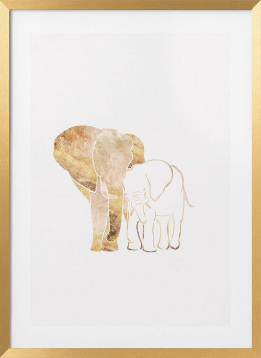 White Gold Elephants 2 Framed Art Modern Wall Decor