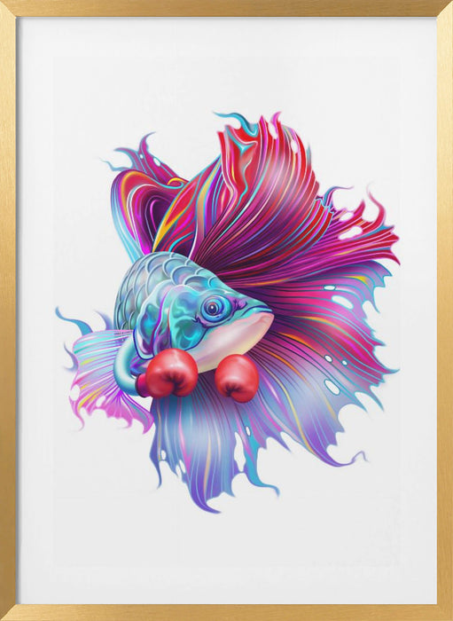 FIGHTHING FISH Framed Art Modern Wall Decor