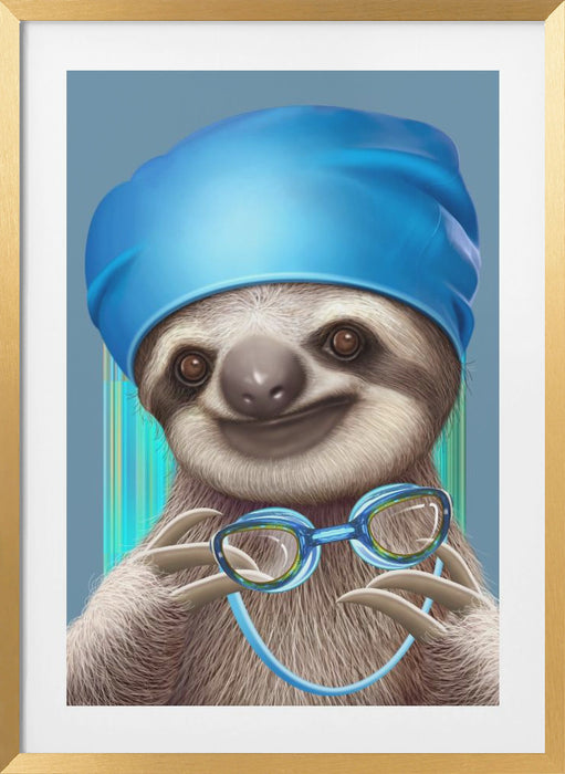 SLOTH WITH GOGGLES Framed Art Modern Wall Decor