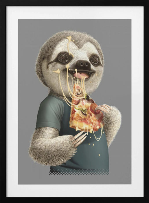 sloth eat pizza Framed Art Modern Wall Decor