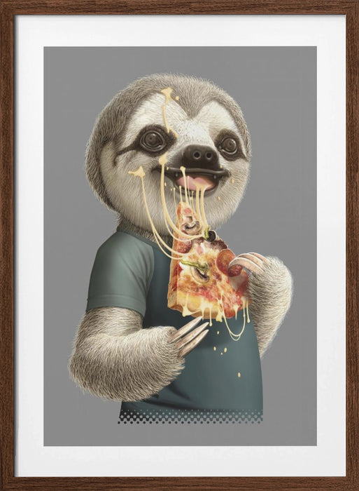 sloth eat pizza Framed Art Modern Wall Decor