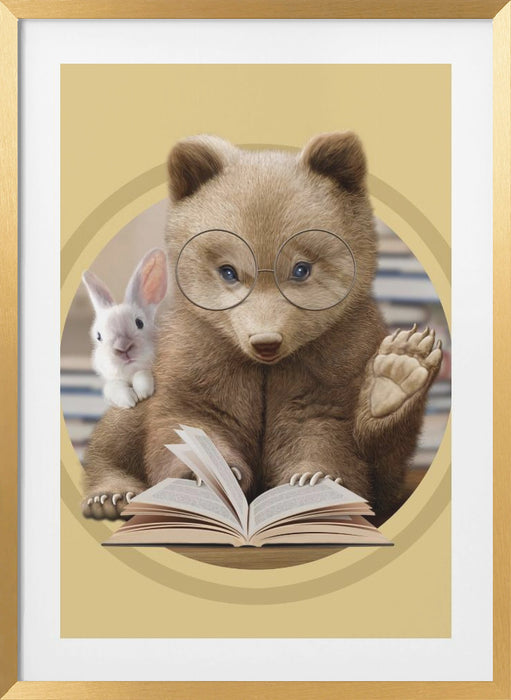 bear sharing knowledge Framed Art Modern Wall Decor