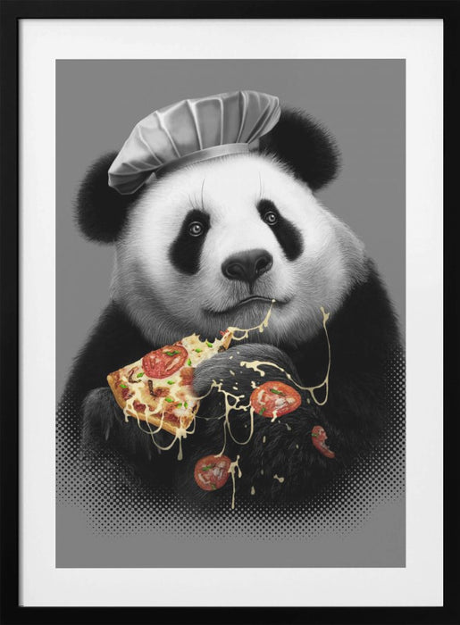 panda loves pizza Framed Art Modern Wall Decor