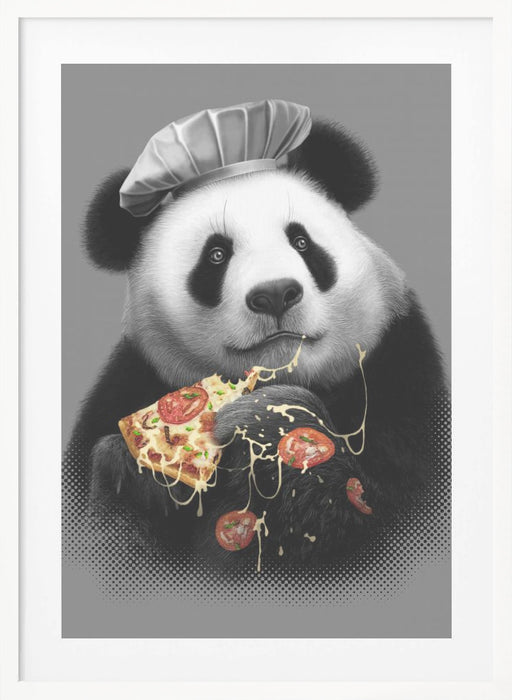 panda loves pizza Framed Art Modern Wall Decor