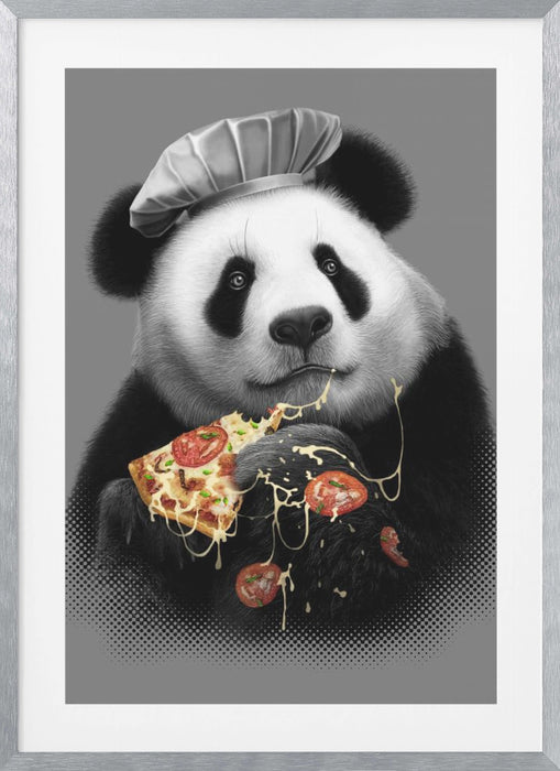 panda loves pizza Framed Art Modern Wall Decor