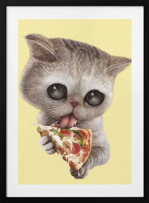 cat loves pizza Framed Art Modern Wall Decor