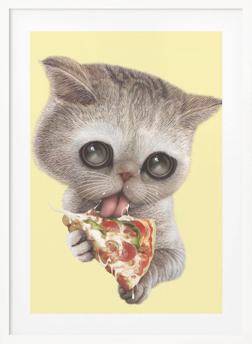 cat loves pizza Framed Art Modern Wall Decor