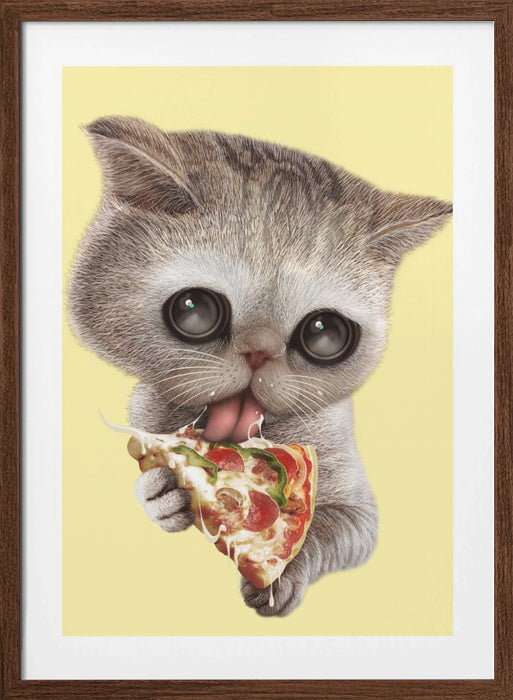 cat loves pizza Framed Art Modern Wall Decor