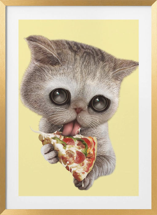 cat loves pizza Framed Art Modern Wall Decor