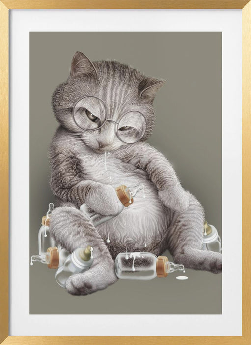 greedy cat Framed Art Wall Decor