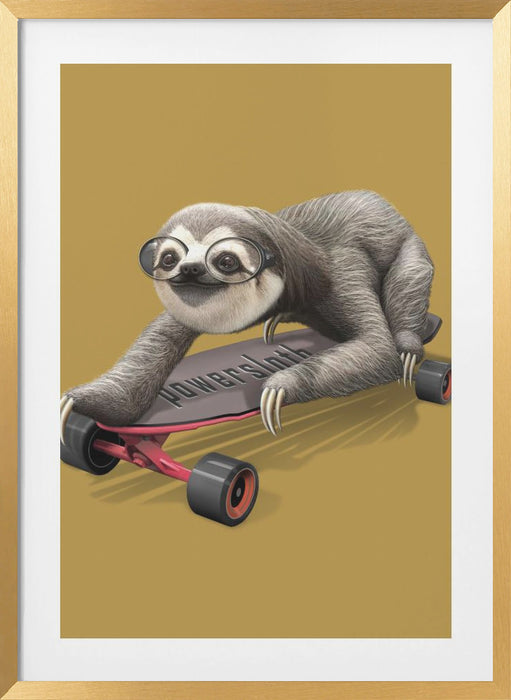 sloth on skateboard Framed Art Modern Wall Decor