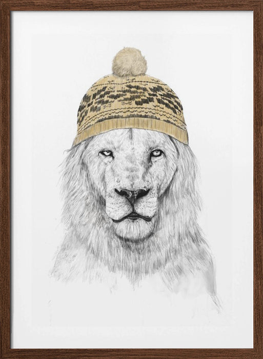 Winter Lion Framed Art Modern Wall Decor