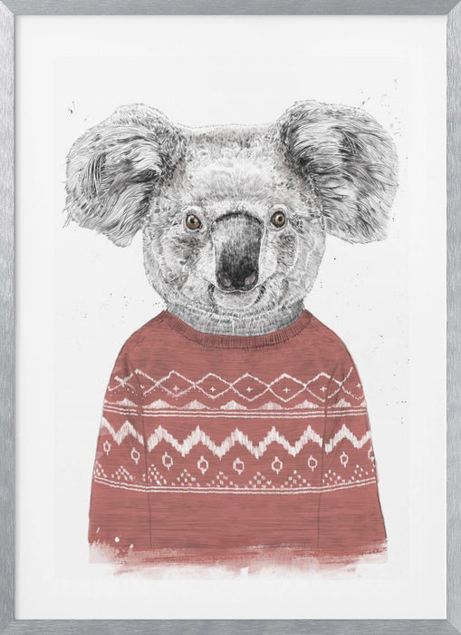 Winter koala (red) Framed Art Modern Wall Decor