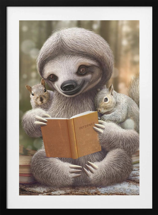 SLOTH SHARING KNOWLEDGE Framed Art Modern Wall Decor