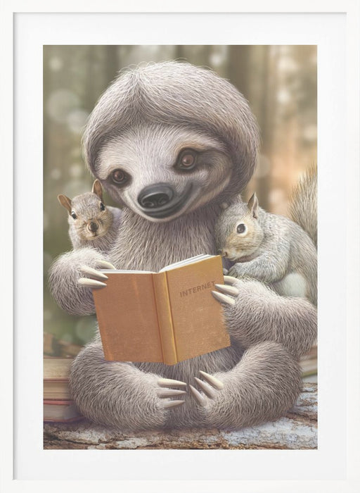 SLOTH SHARING KNOWLEDGE Framed Art Modern Wall Decor