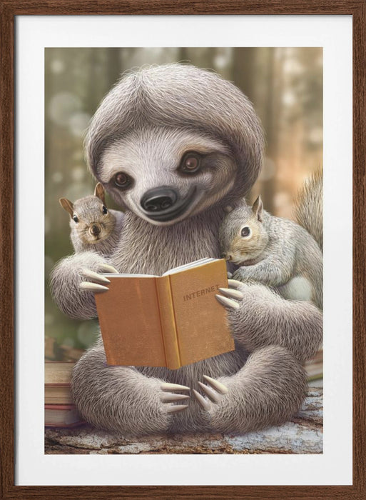 SLOTH SHARING KNOWLEDGE Framed Art Modern Wall Decor