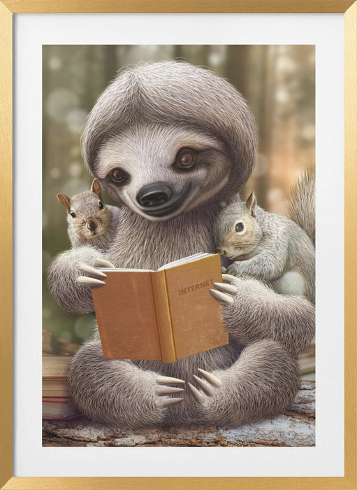 SLOTH SHARING KNOWLEDGE Framed Art Modern Wall Decor