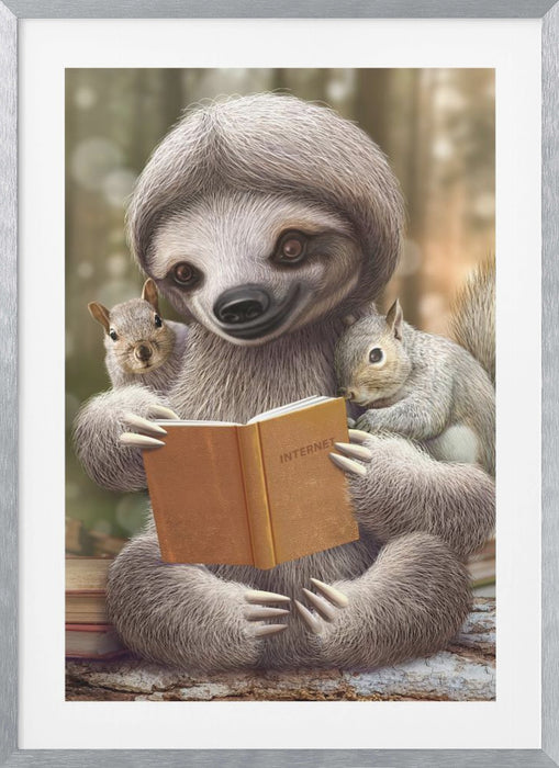 SLOTH SHARING KNOWLEDGE Framed Art Modern Wall Decor