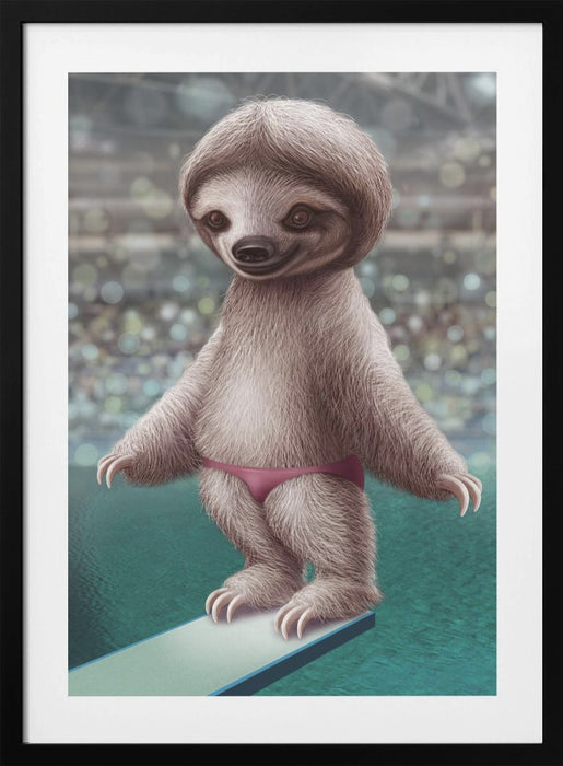 SLOTH THE DIVER Framed Art Modern Wall Decor