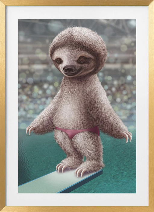 SLOTH THE DIVER Framed Art Modern Wall Decor