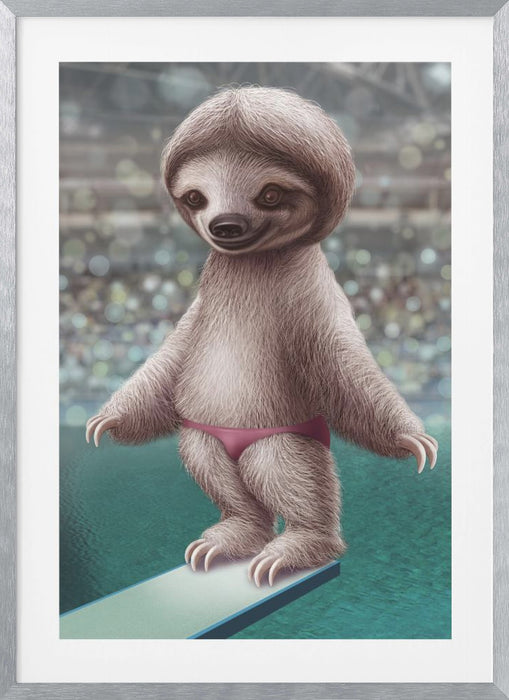 SLOTH THE DIVER Framed Art Modern Wall Decor