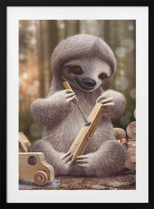 SLOTH THE TOY MAKER Framed Art Modern Wall Decor