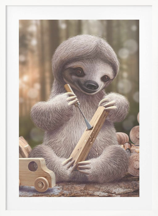 SLOTH THE TOY MAKER Framed Art Modern Wall Decor