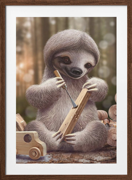 SLOTH THE TOY MAKER Framed Art Modern Wall Decor