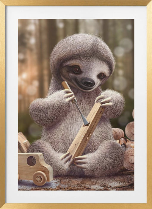 SLOTH THE TOY MAKER Framed Art Modern Wall Decor