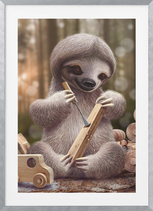 SLOTH THE TOY MAKER Framed Art Modern Wall Decor